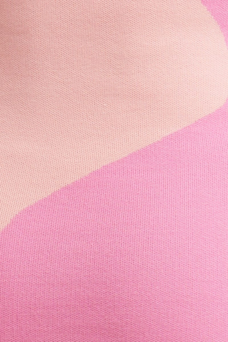 Abstract Print Knit Dress Evening Mini - Image 6