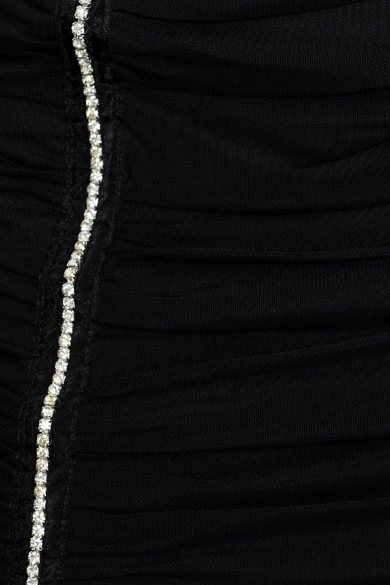 Black Diamante Detail Bodycon Skirt - Image 6