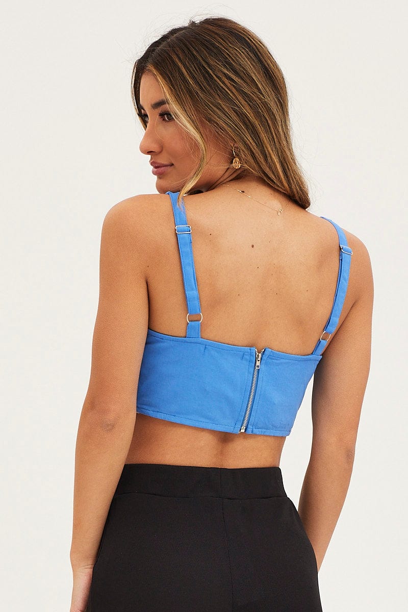 Blue Corset Top Sleeveless Crop - Image 5