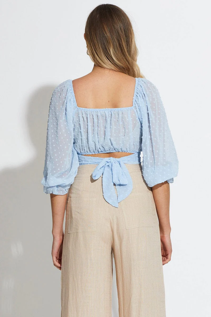 Blue Crop Top Long Sleeve - Image 5