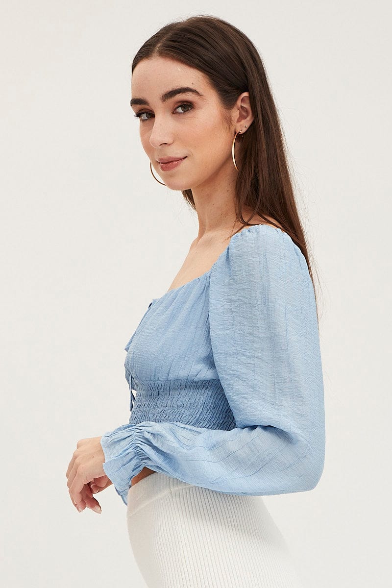 Blue Crop Top Long Sleeve - Image 4