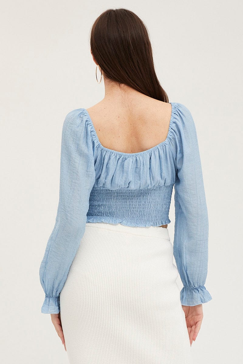 Blue Crop Top Long Sleeve - Image 5