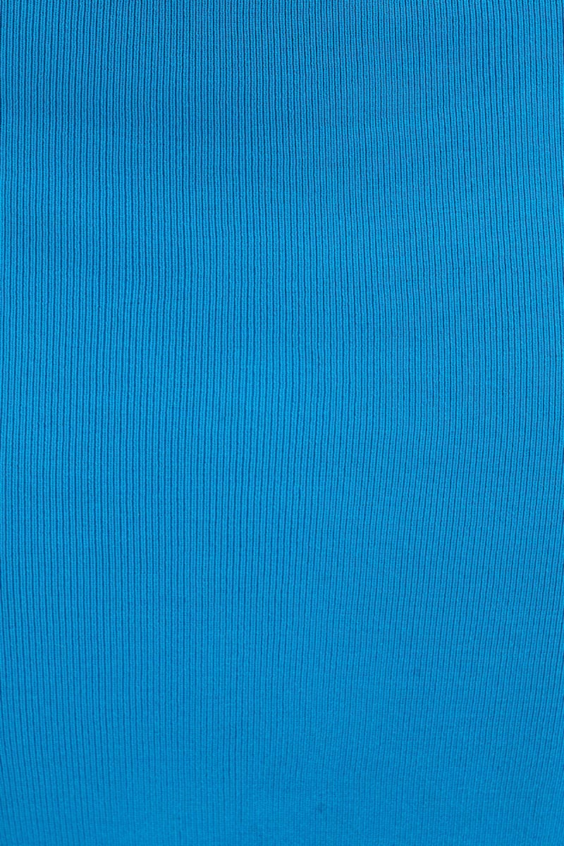 Blue Cut Out Knit Midi Dress - Image 5