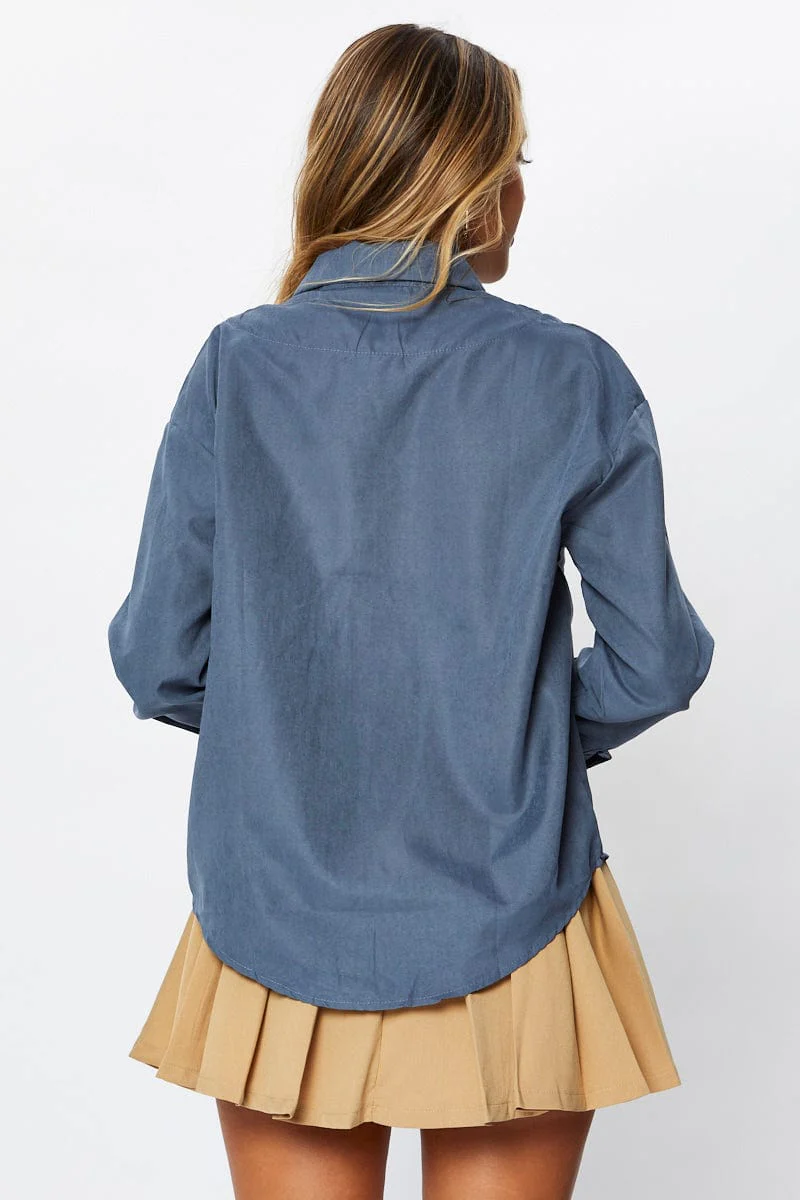 Blue Roll Neck With Cord Shirt - Image 5