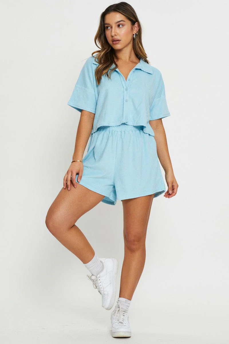 Blue Track Shorts Terry - Image 3