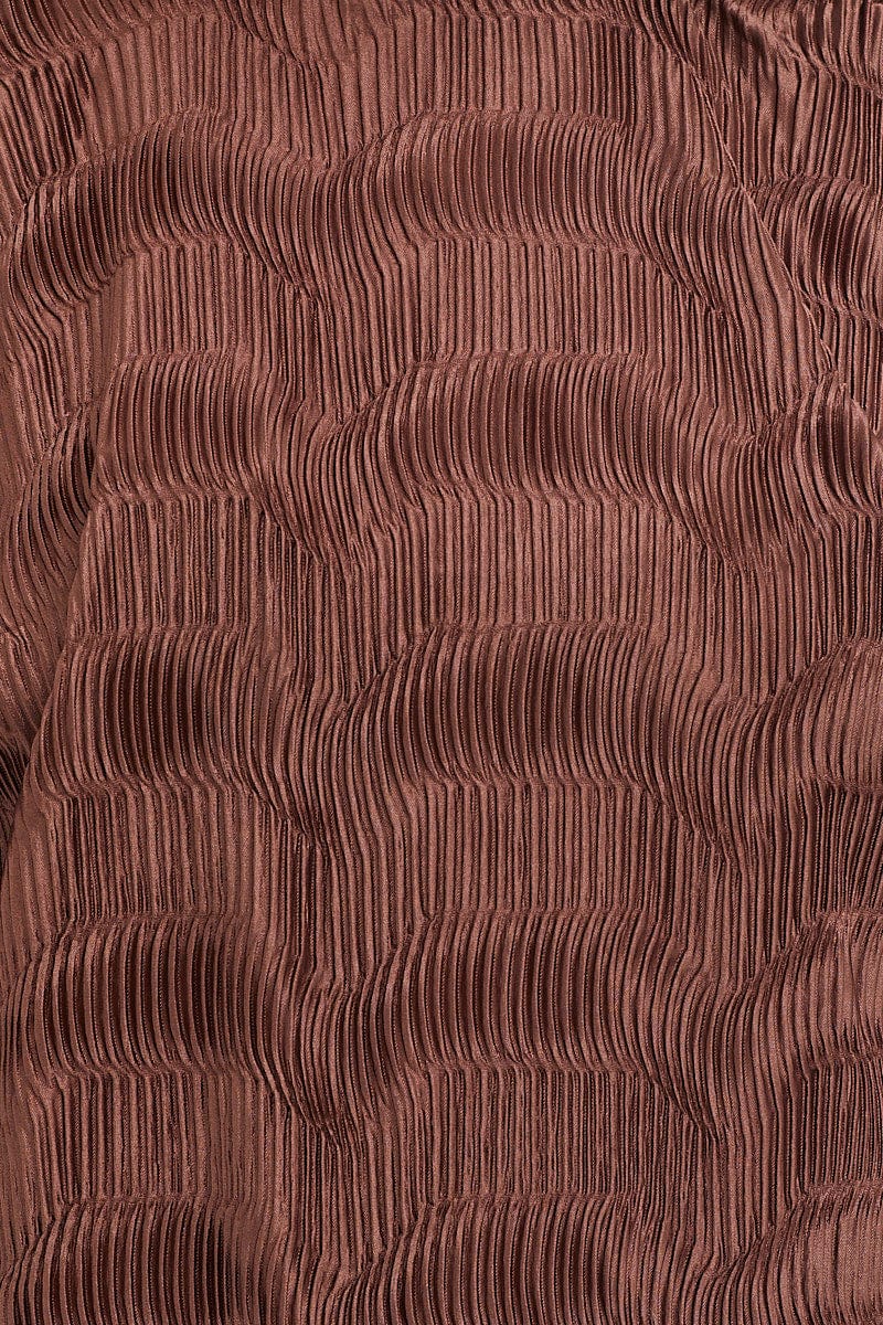 Brown Plisse Shirts Long Sleeve - Image 6