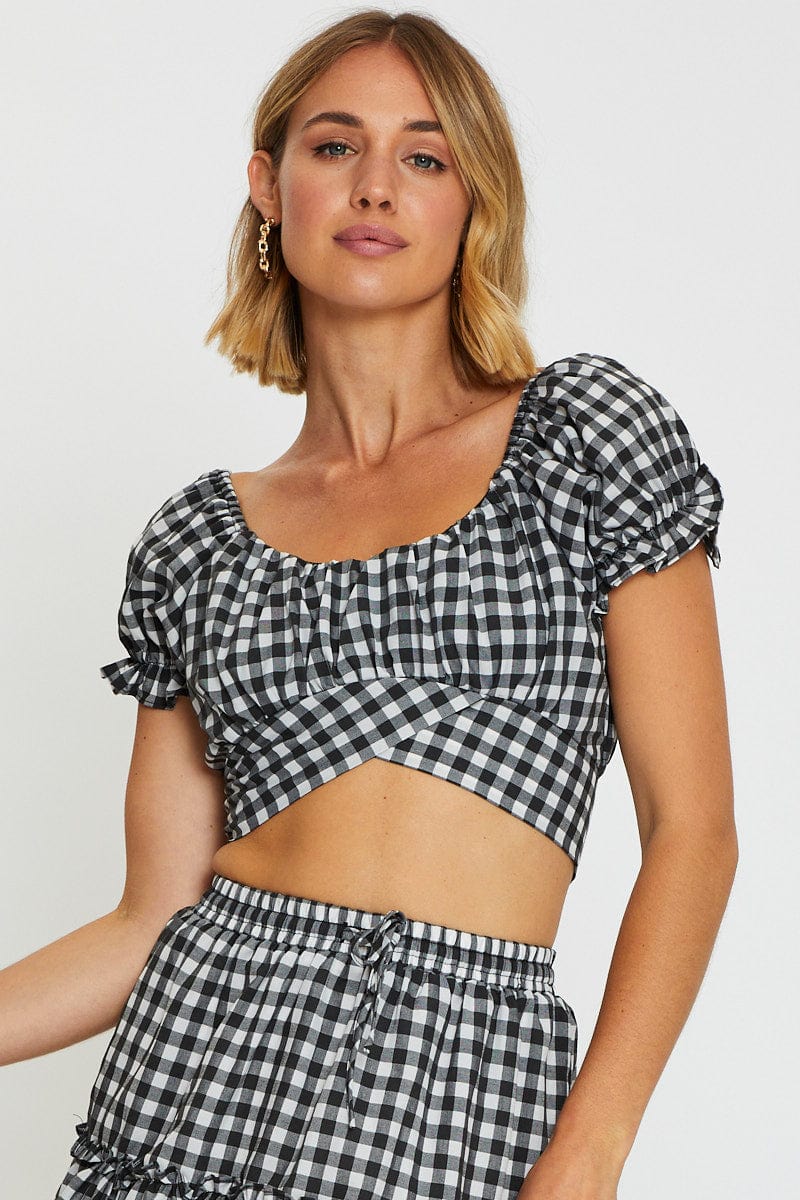 Check Crop Top Tie Up - Image 3