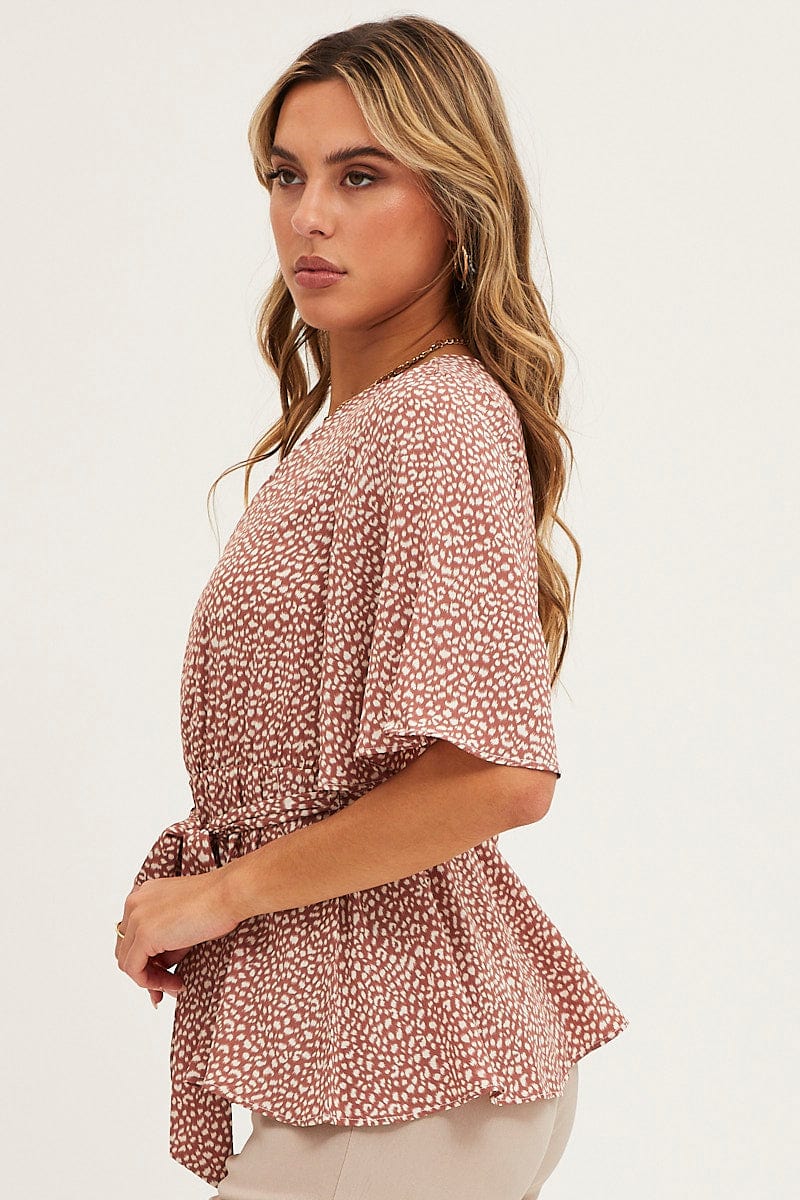 Geo Print Bell Sleeve Top - Image 4