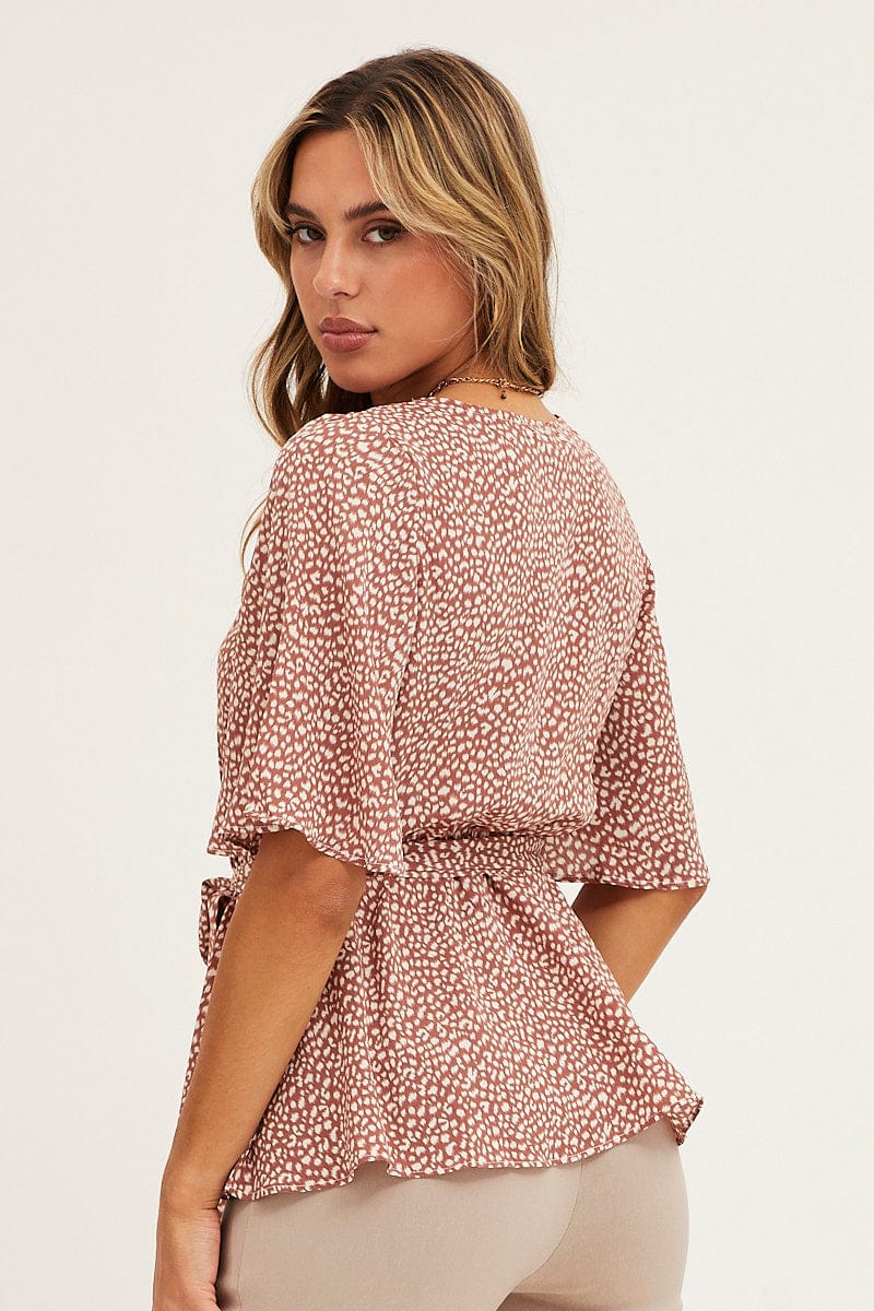 Geo Print Bell Sleeve Top - Image 5