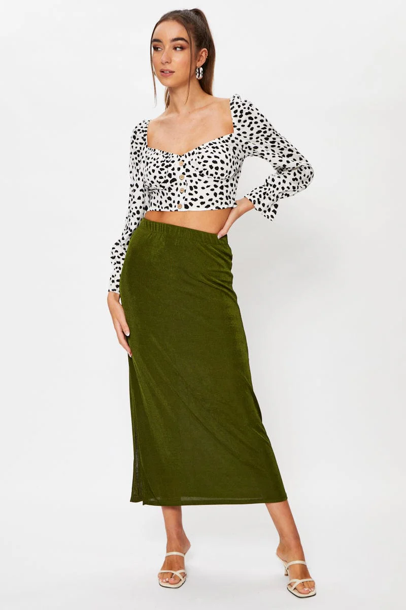 Geo Print Long Sleeve Geo Print Semi Crop Top - Image 3