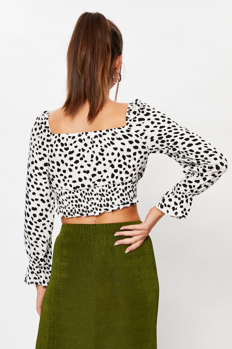 Geo Print Long Sleeve Geo Print Semi Crop Top - Image 5