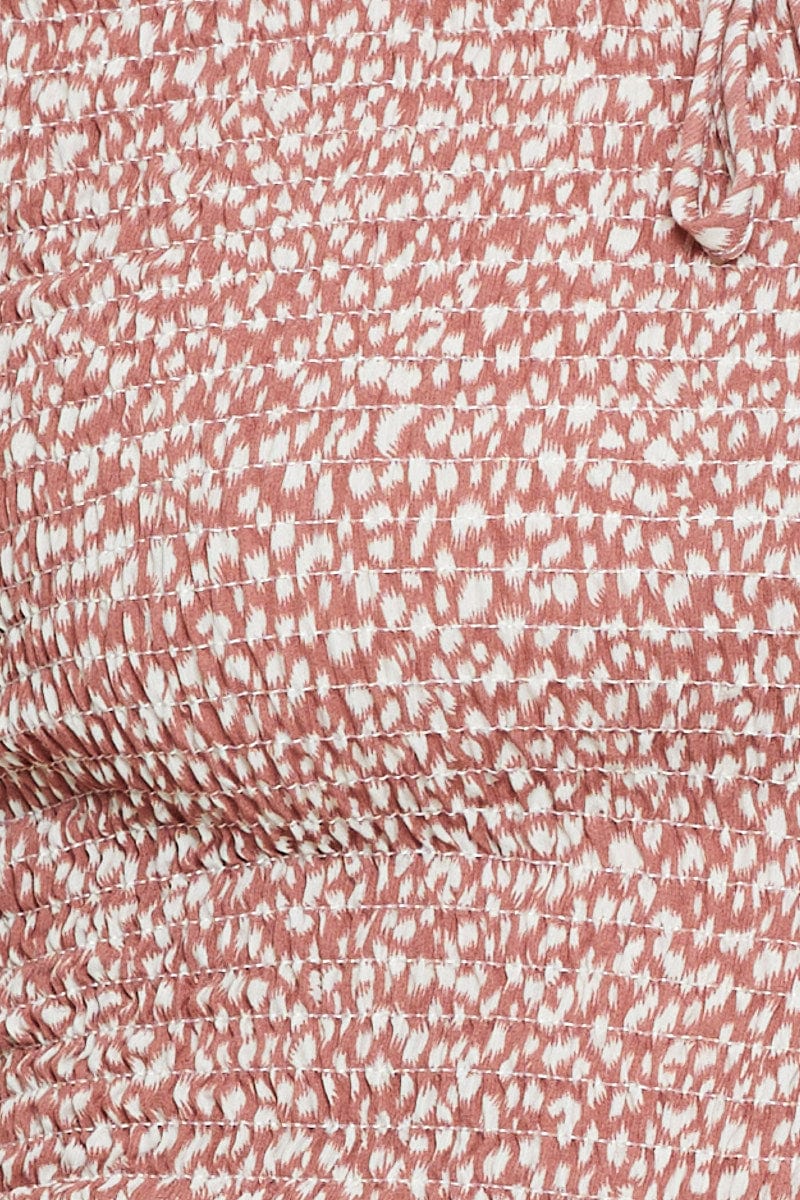 Geo Print Puff Sleeve Top Short Sleeve Crop Off Shoulder - Image 6