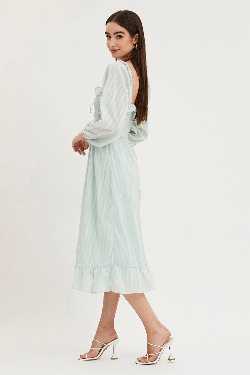 Green Midi Dress Long Sleeve Evening - Image 4