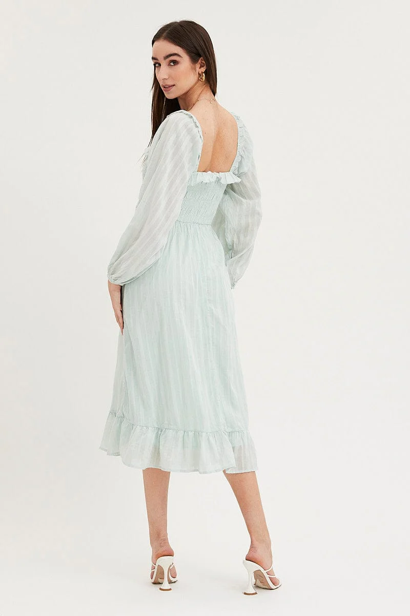 Green Midi Dress Long Sleeve Evening - Image 5