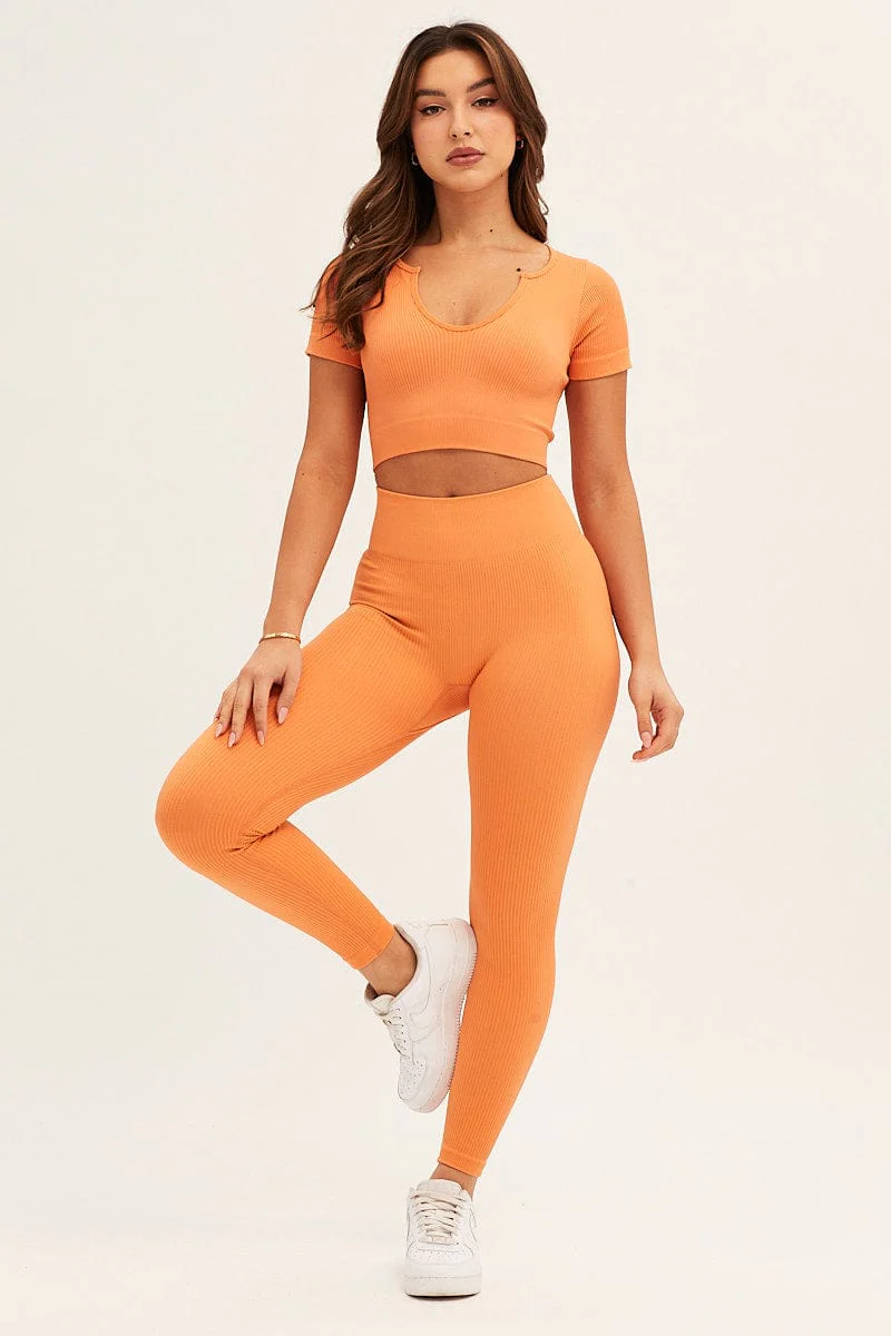 Orange Activewear High Rise Legging Seamless - Image 3