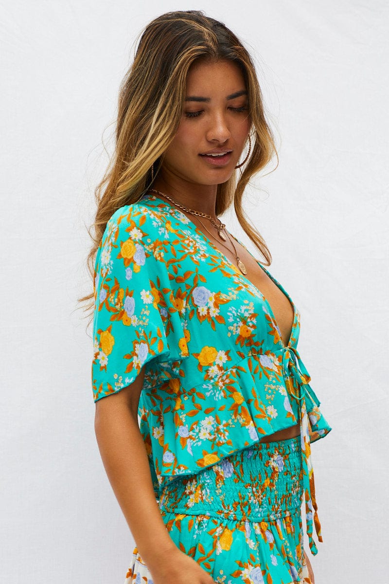 Print Halter Top Sleeveless Crop Halter - Image 4