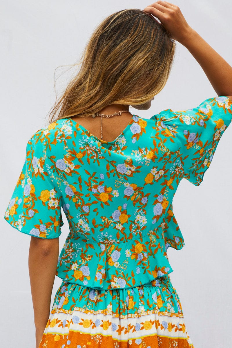 Print Halter Top Sleeveless Crop Halter - Image 5