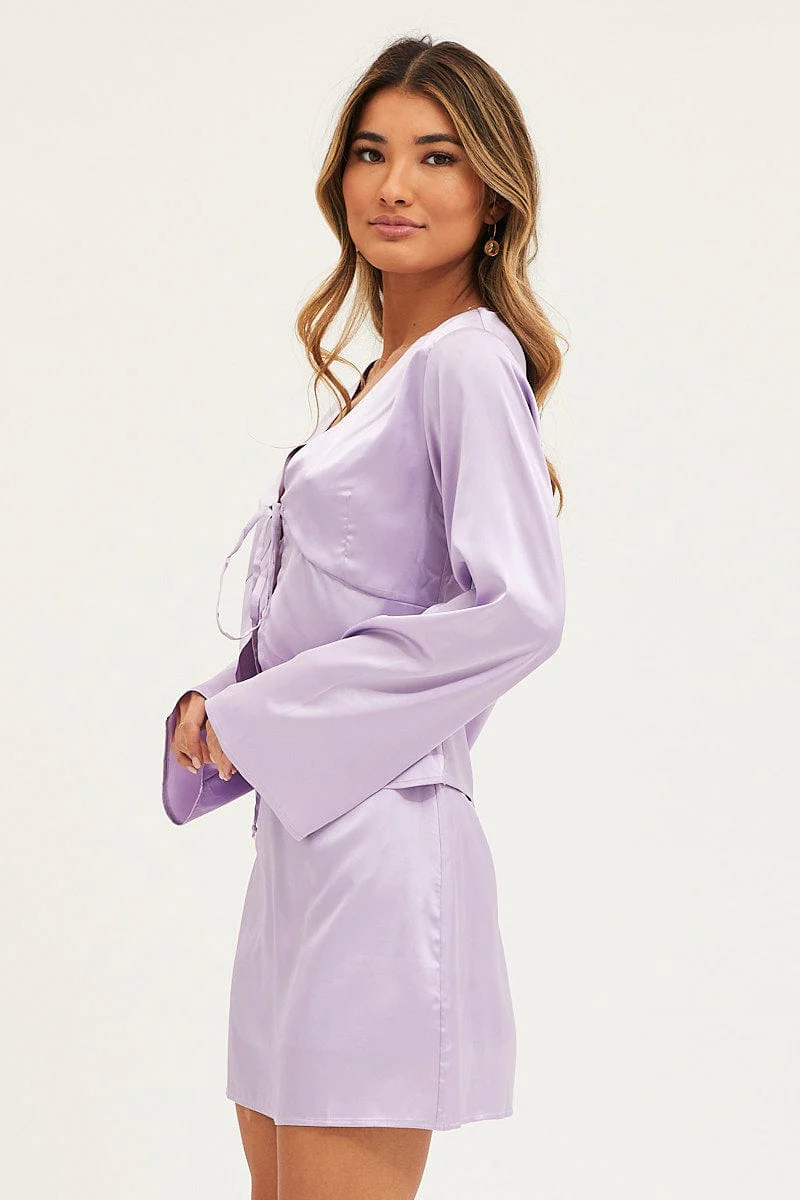 Purple Satin Jacket Long Sleeve - Image 4