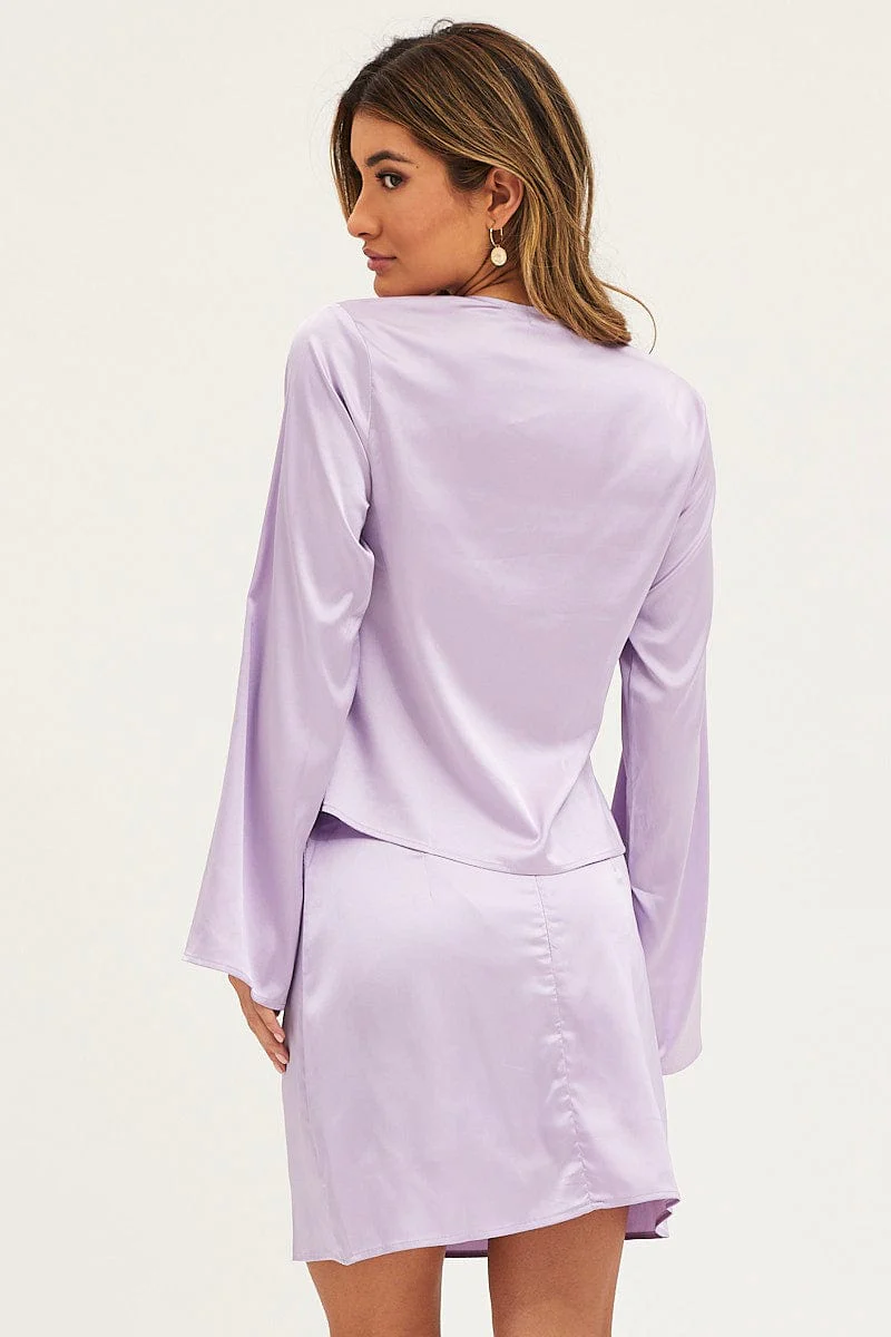 Purple Satin Jacket Long Sleeve - Image 6