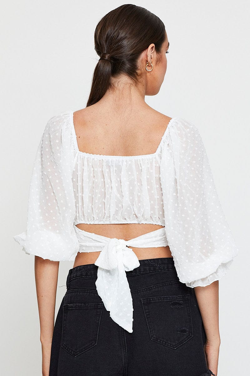 White Crop Top Long Sleeve - Image 5