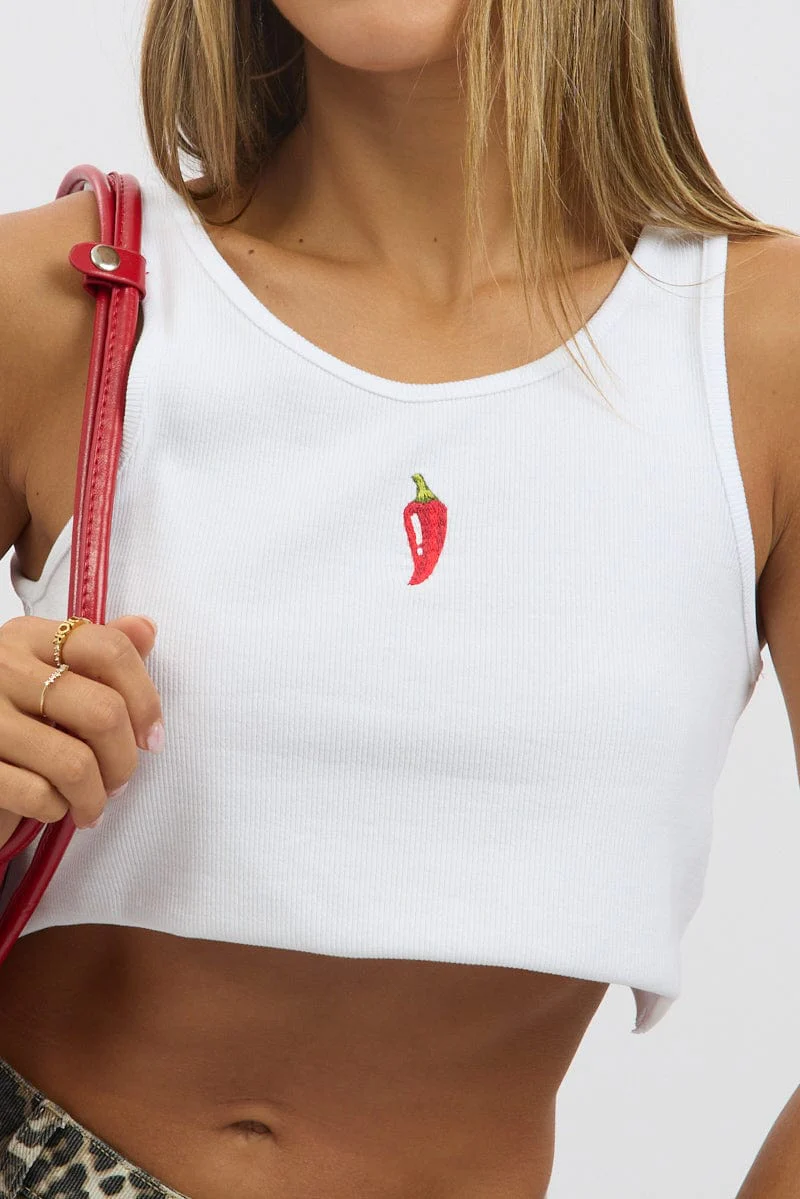 White Graphic Tank Sleeveless - Image 6