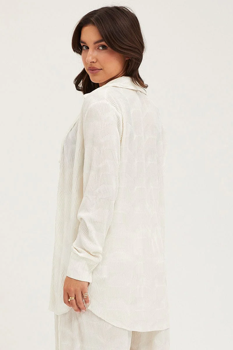 White Plisse Shirts Long Sleeve - Image 4