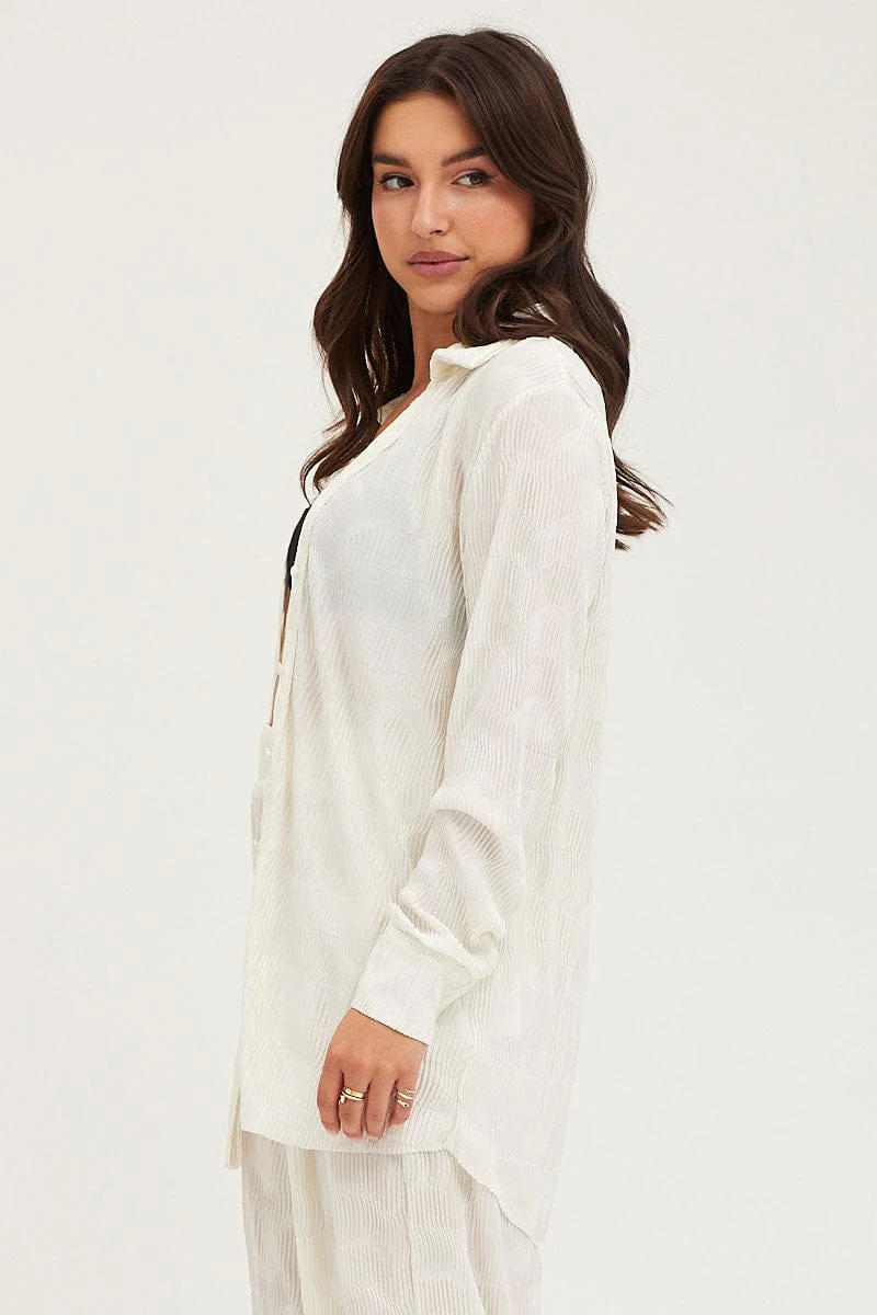 White Plisse Shirts Long Sleeve - Image 5