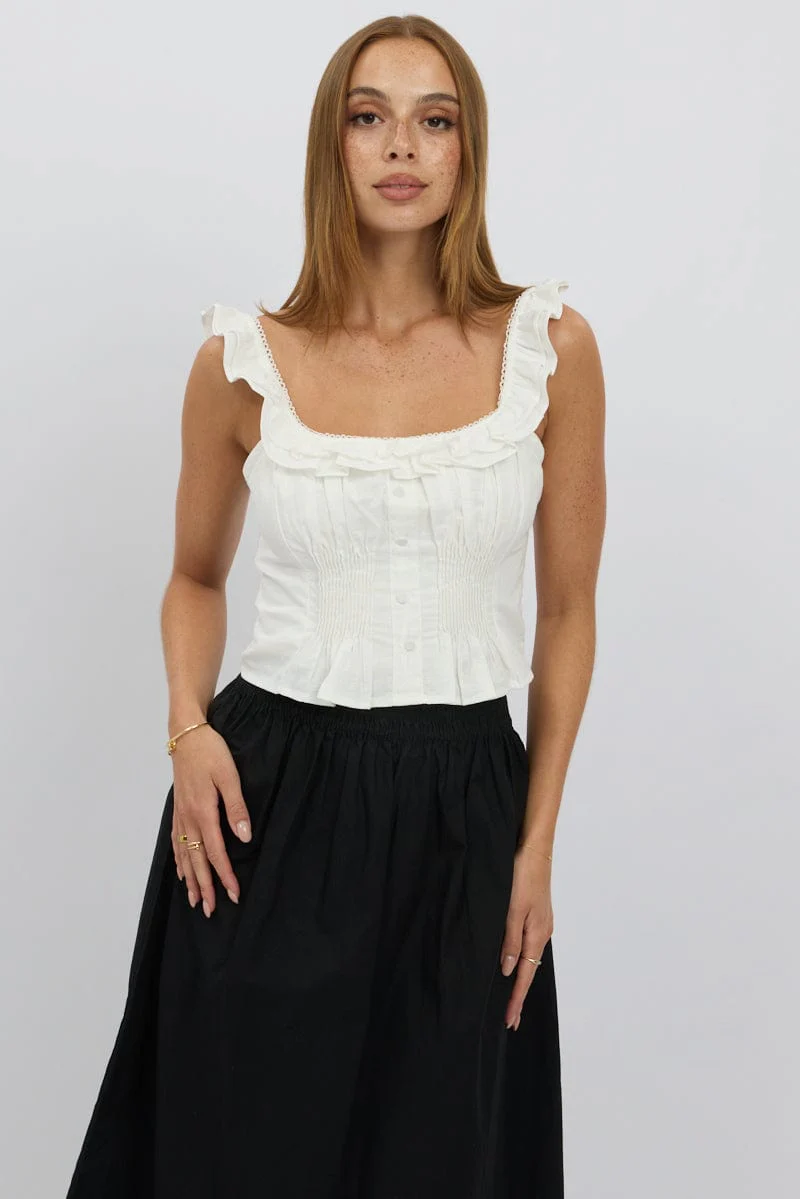 White Ruffle Top Sleeveless - Image 4