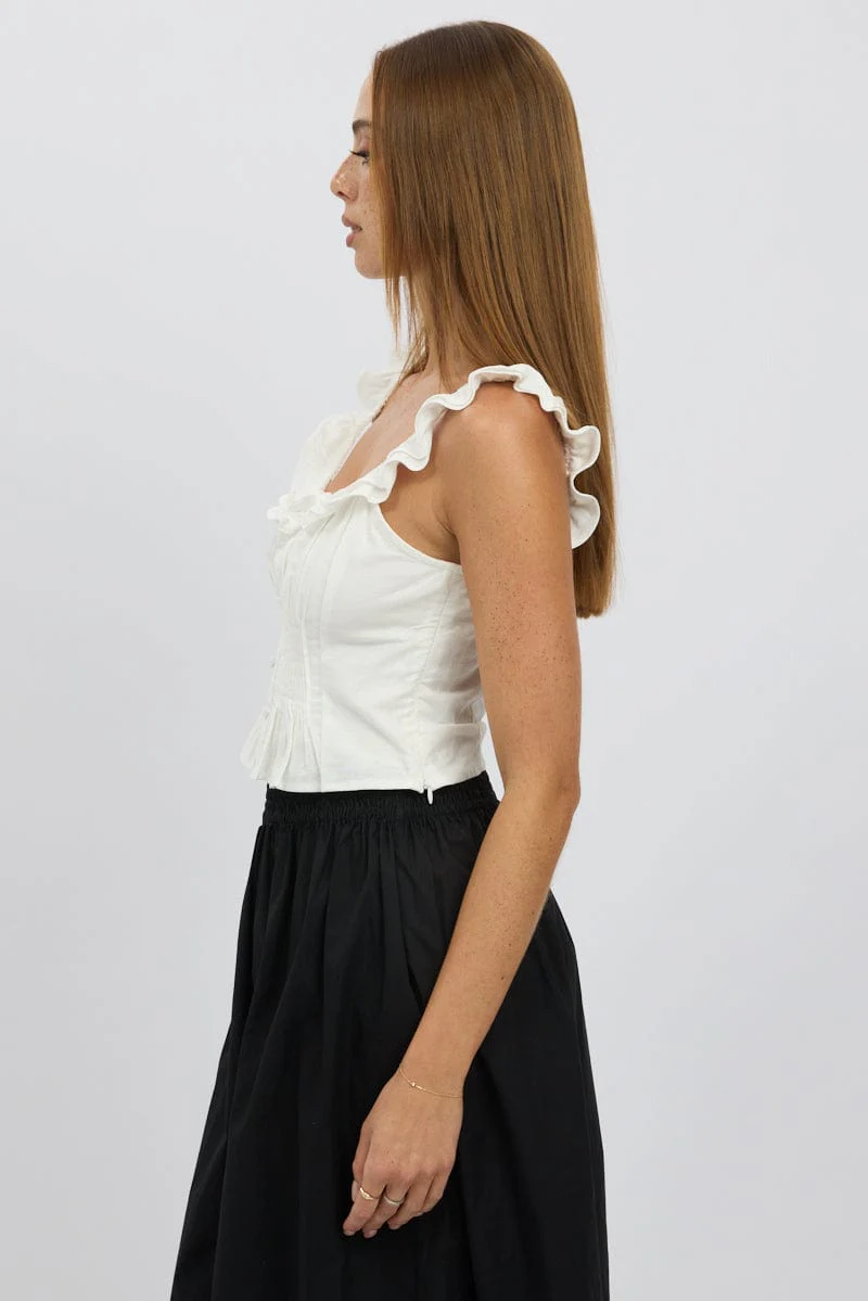 White Ruffle Top Sleeveless - Image 5