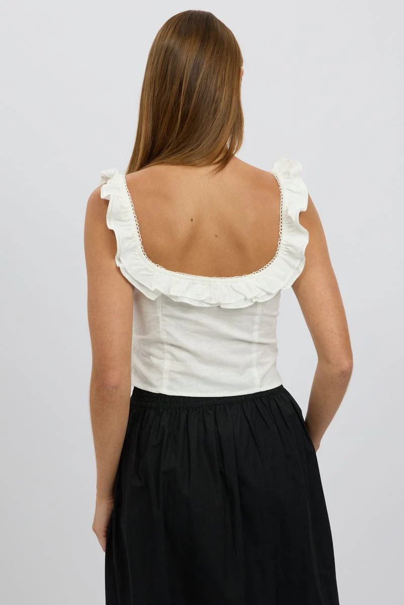 White Ruffle Top Sleeveless - Image 6
