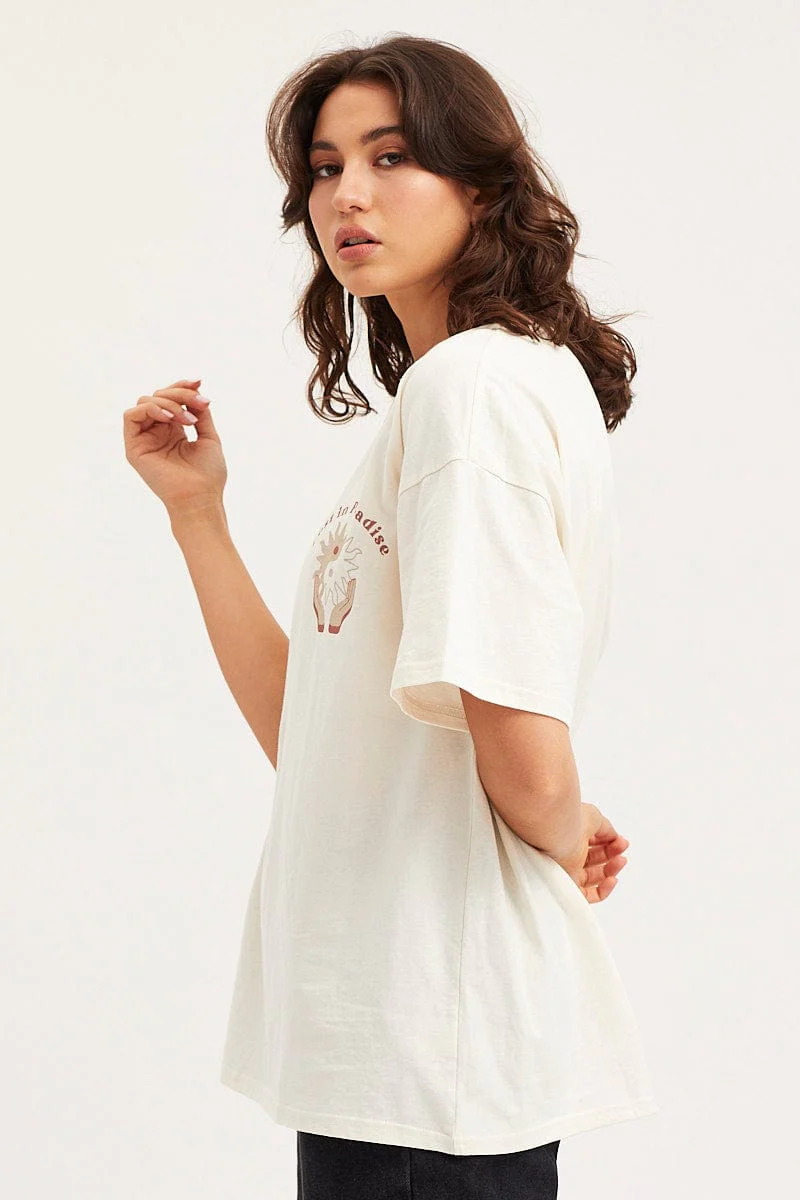 White Unisex T-Shirt Short Sleeve Oversized Crew Neck - Image 4